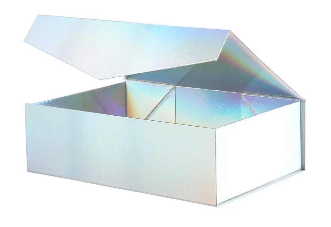 Custom Logo Holographic Foldable Magnetic Premium Clothing Cardboard Packing Box