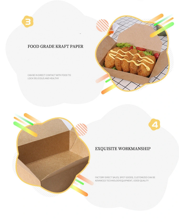 Custom Eco Friendly Disposable Fry Fried Chicken Take out Paper Fries Fast Food Delivery Packaging Box