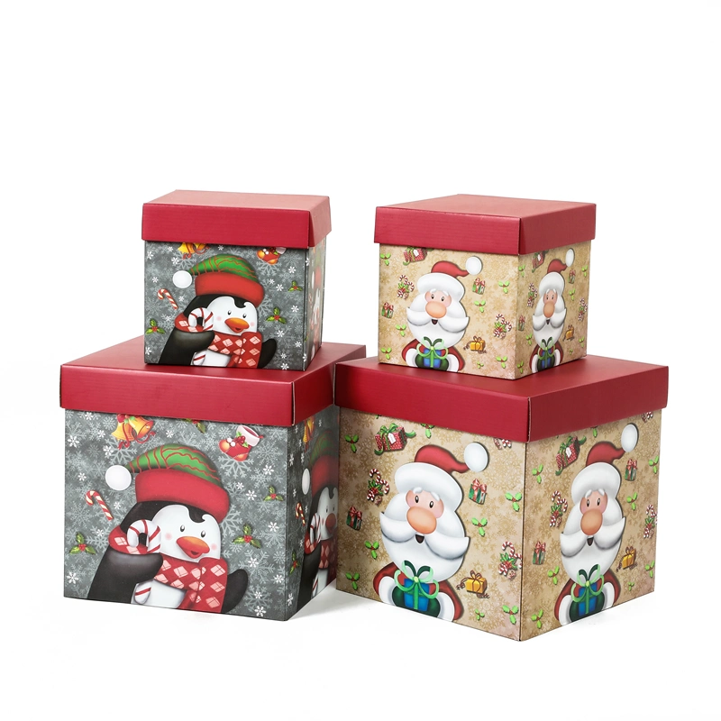 Custom Santa Corrugated Lid and Base Cardboard Gift Box Paper Packaging Box for Christmas Gift
