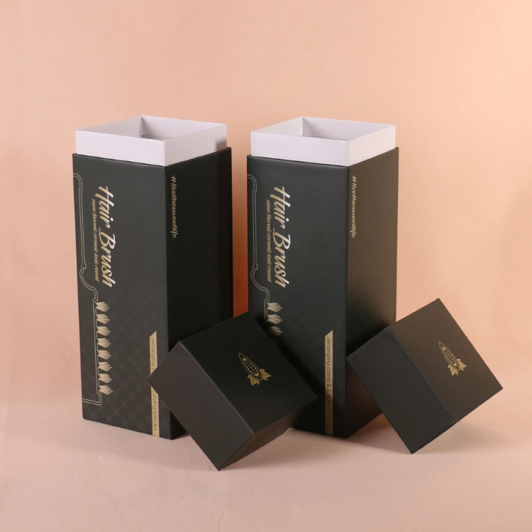 Luxury Popular Cardboard Hair Care Extension Comb Packaging Lid and Base Box