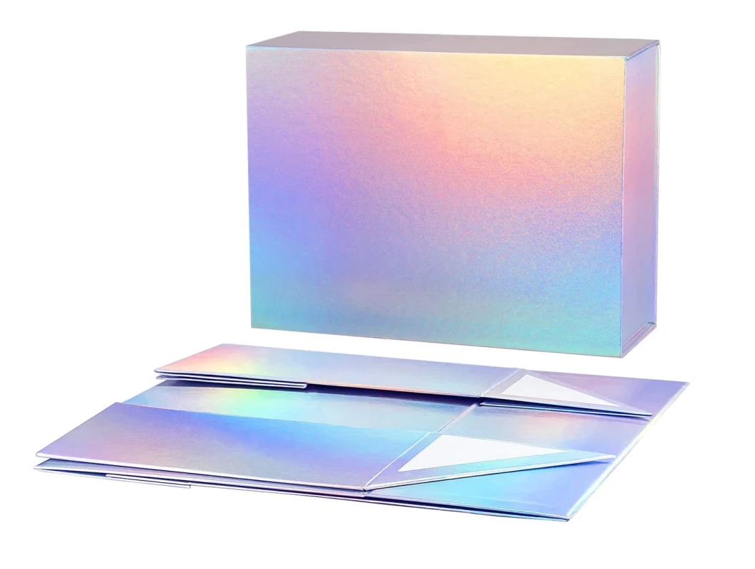 Custom Logo Holographic Foldable Magnetic Premium Clothing Cardboard Packing Box