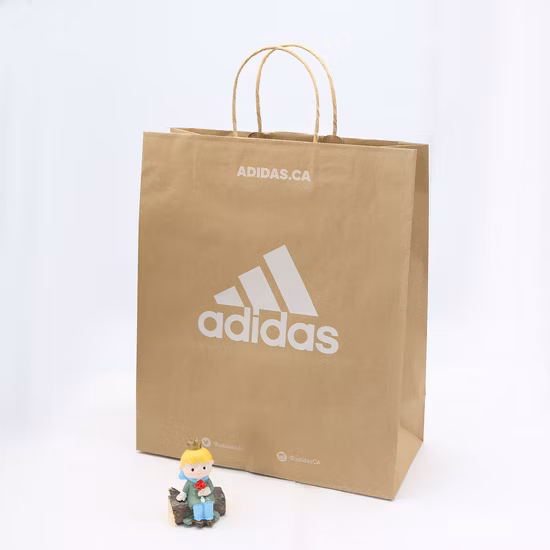 Custom Recycled Printed Promotional Art Shopping Gift Brown / White Kraft Paper Bags with Twisted Handle