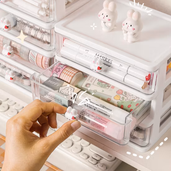 Transparent Desktop Drawers Plastic Cosmetics Crystal Makeup Organizer Storage Box